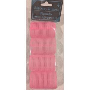 4pk Pink Self Stay Rollers Bigoudis Auto Agrippants Hair Styling Tools